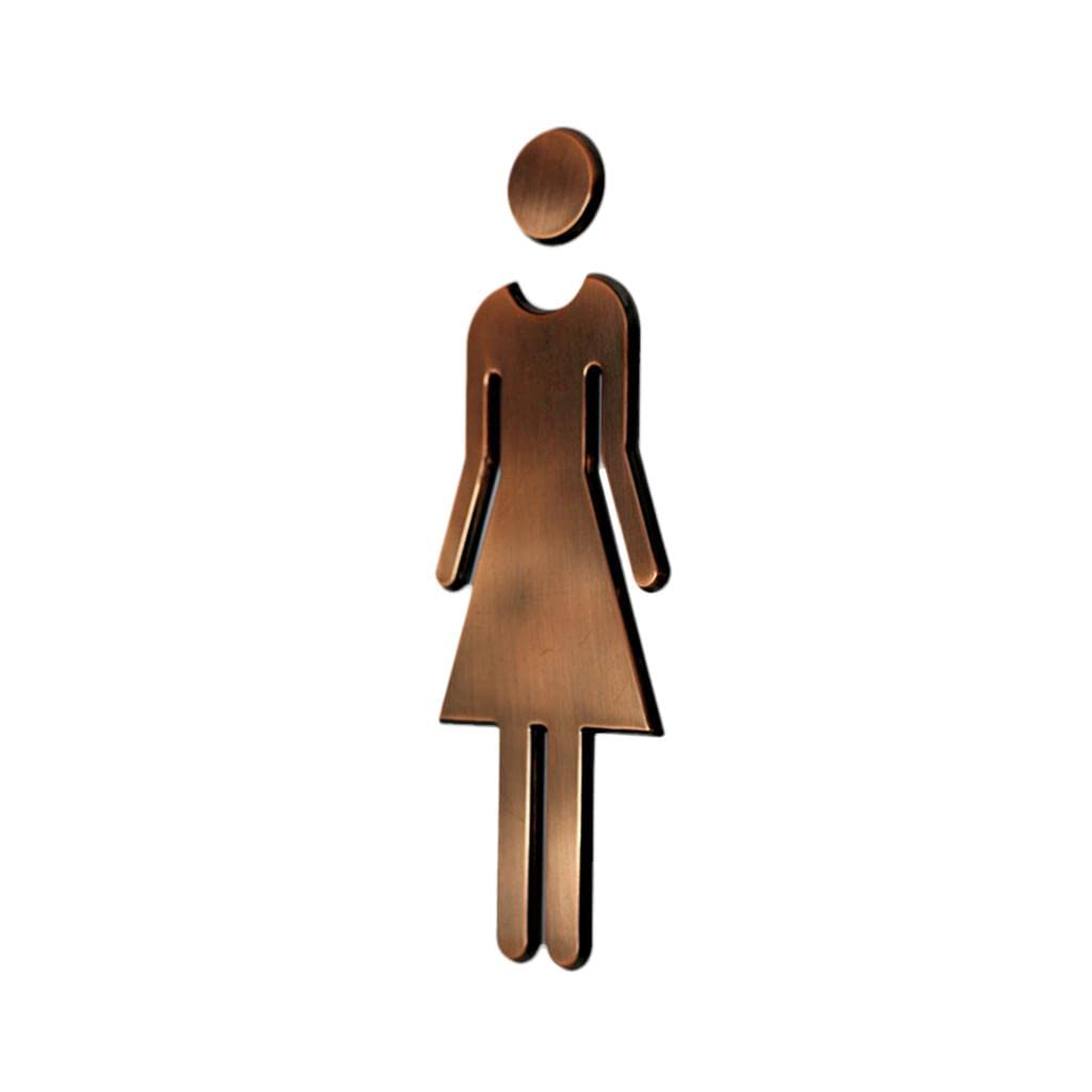 P Prettyia Calcomanías de WC para Hombre Y Mujer, Letreros de Baño, Placa de Señalización para Baño, Baño - Bronce, Individual