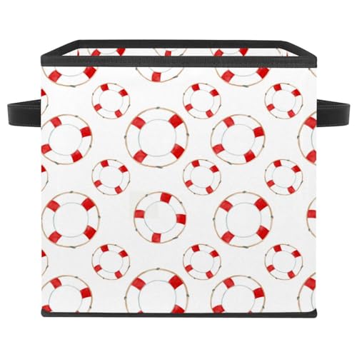 Boîte de rangement pliable avec poignées solides et motif bouée rouge originale