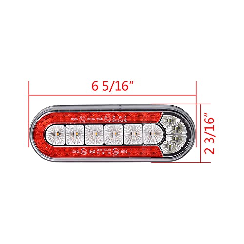 Anzios 2Pcs Oval 6 5/16" 31-Led Brake Tail Light Sequential Flashing Turn Signal Reverse Lamp For Trailer Truck Rv Boat Marine Bus Van #TOP2