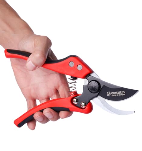 Gardeness sécateur bypass à lame anti-adhérente – Ciseaux de jardinage pour branches, coupe-fleurs manuel avec poignées confortables – Idéal pour taille et entretien du jardin