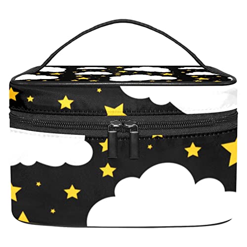 Pochette à fermeture éclair motif étoiles et nuages pour trousse de maquillage voyage