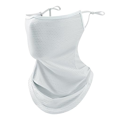 Sun Protective Face Cover UV Protection Face Scarf Women Men Neck Gaiter Cover with Ear Loops Sunscreen Windproof (Dark White)