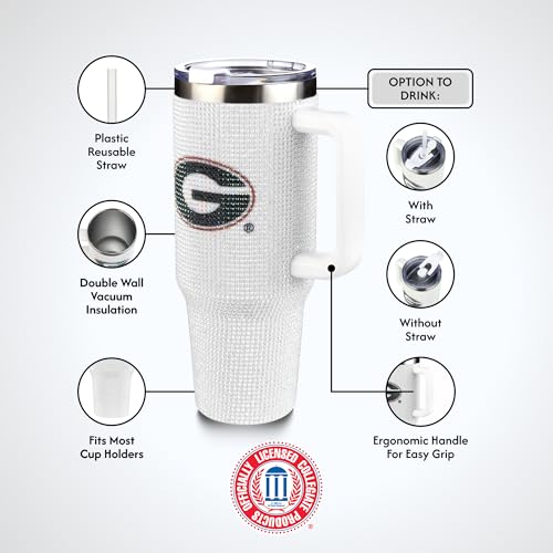 Image of The Memory Company Officially Licensed 40oz White Bling Game Day Tumbler, University of Georgia