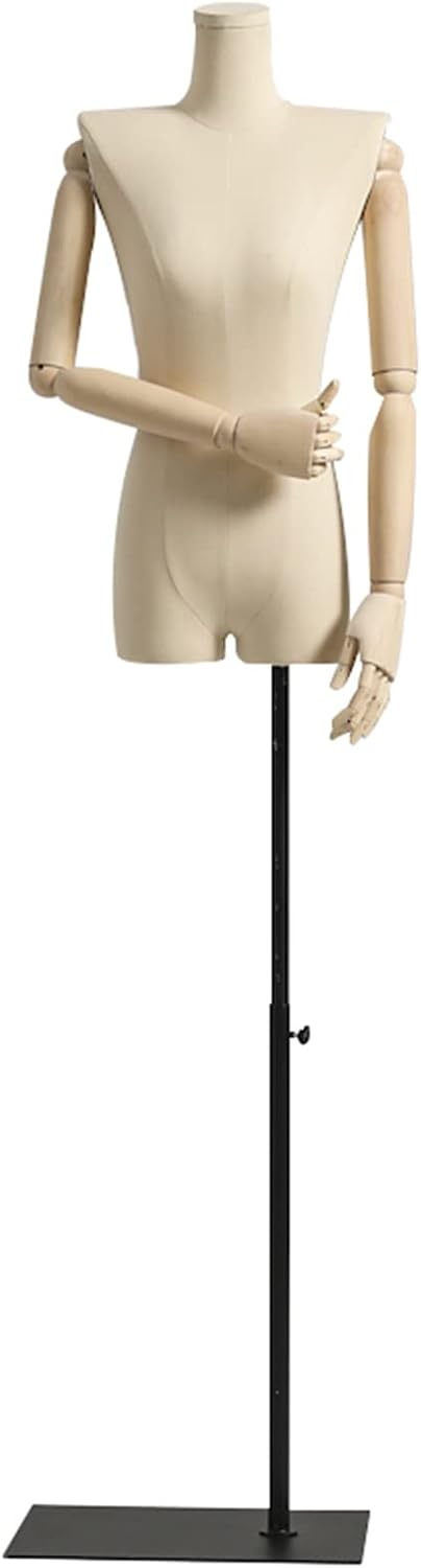 Mannequin Dress Form Adjustable Plastic Half Body Mannequin Stand, Female Clothing Store Wedding Shop for Clothes Dress Jewelry Display, Perfect Body Line Mannequin Torso (Silver Without Arms)