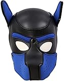 YiQin RWSX Dog Mask, Soft Latex Pet Play Dog Mask with Ears Puppy Mask Dog Masks and Removable Mouth for Halloween Party (Color : Blue)