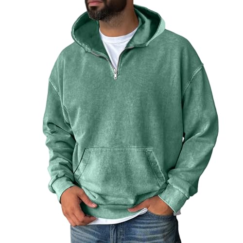 Mens Acid Washed Scuffers Quarter Zip Vintage Casual Sweatshirt Big and Tall with Pockets