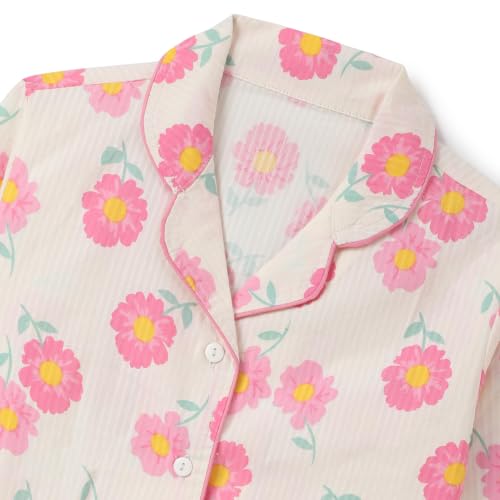 Image of Girls Premium Cotton Full Sleeves Printed Nightsuit Set | Collar Style Night Dress for Girls | Soft & Breathable Pajama Set | Trendy Kids Sleepwear & Nightwear