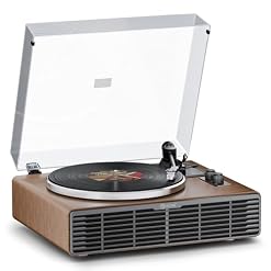 Vinyl Record Player, All-in-one Record Player with Built-in Speakers, Bluetooth Turntable for High Fidelity Sound, Aux-in Functionality, 2 Speed, for Sound Enjoyment and Home Decor (Walnut Wood) - Les Beatles, Paul McCartney, John Lennon, RIngo Starr, George Harrison