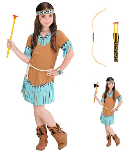 Costume di carnevale + accessori, Indiana, Arco con frecce, vestito, travestimento, per bambini, halloween, feste a tema