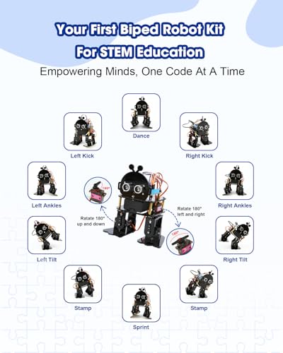 Image of Biped Robot Kit STEM Toys Science Kit for Kids, Bionic Bipedal Robotics Programmable Coding Crafts Set for Arduino ESP32, Birthday Gift for Age 8-12 Boys Girls Teens