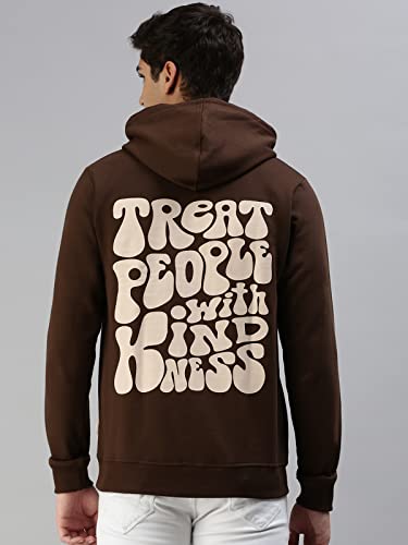 Image of Veirdo Cotton Fleece Regular Fit Full Sleeve Hooded Sweatshirt Front and Back Graphic Printed Jumper Hoodie for Men