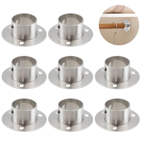 Antrader 8Pcs Stainless Steel 1.5 Inch Adjustable Closet Rod Flanges,Silver