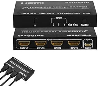 4K HDMI Switch 144Hz 3 in 1 Out , BolAAzuL HDMI 2.0 Switch Switcher Selector Box 3 Port with Remote HDMI 3x1 4K Switcher HDR 4K@60Hz, 2560X1440/144Hz, 1080P/144Hz for PS5 PS4 pro Apple TV PC
