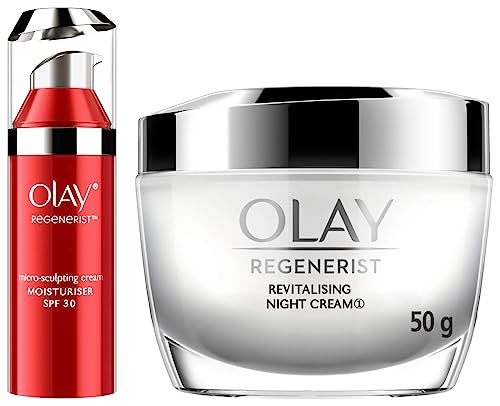 Image of Olay Day Cream Regenerist Microsculpting SPF 30, 50g And Night Cream Regenerist Deep Hydration Light Cream, 50g