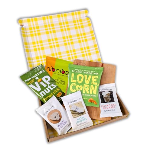 Penny Post Just Add Cheese – Letterbox Savoury Gift Hamper with Crackers, Nibbles & Mini Wooden Board – Foodie Gift Set for Birthday, Thank You, Father’s Day or Christmas