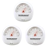 Fackelmann Thermometer TECNO, Thermometer für den Innenbereich, analoge Temperaturanzeige (Farbe: Weiß), Menge: 1 Stück (Packung mit 3)