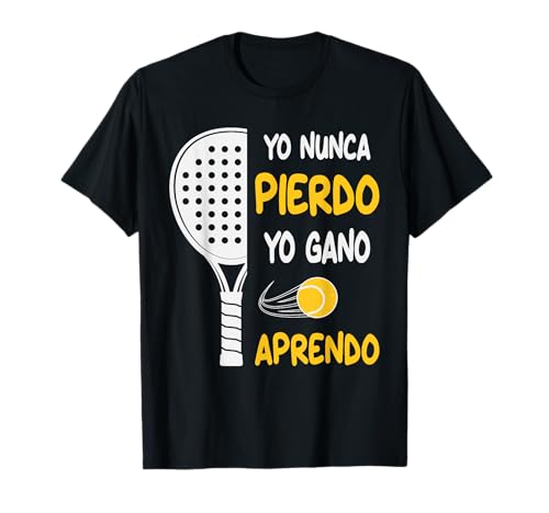 Ropa Frases Graciosas Padel Hombre y Mujer Yo Nunca Pierdo yo Gano o Aprendo Escrita Padel Divertida Camiseta Unisex-adultos Black S Manga Corta