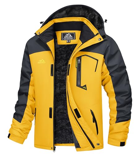 Image of MAGCOMSEN Men's Winter Coats Waterproof Ski Snow Jacket Warm Fleece Jacket Parka Raincoats With Multi-Pockets| Standard Length