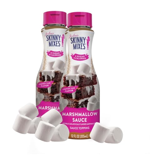 Jordan's Skinny Mixes Sugar Free Marshmallow Sauce Topping, For Drizzling Over Coffee, Lattes, Ice Cream, Yogurt, Oatmeal, Hot Chocolate, Desserts, Zero Calories, Dairy &amp; Gluten Free, Kosher, 12 Fl Oz