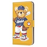 Google Pixel 6 用 ピクセル6ケース 手帳型 スマホケース フレキシブル MLBベア ベースボールテディ イエロー 261a06m