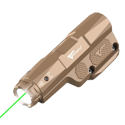 VOTATU M8L-G 3000 Lumens Light Laser Combo Compatible with Mlok/Picatinny Strobe Function Flashlight and Green Laser Beam with Easy Touch Pad Switch USB Magnetic Rechargeable Light for Rifle