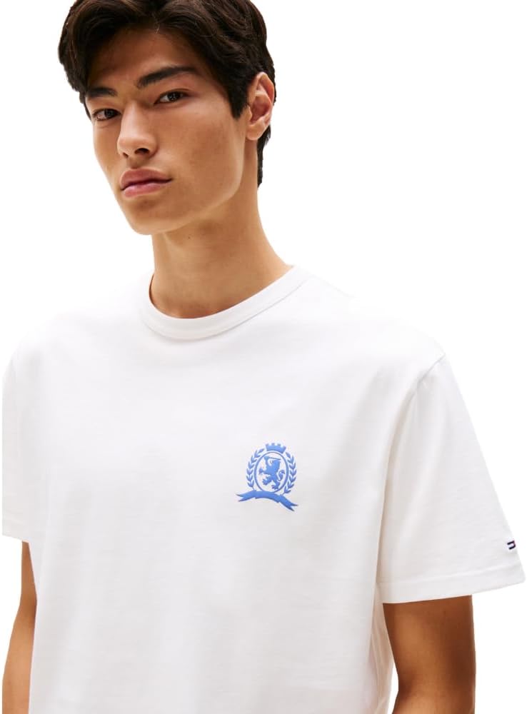 Tommy Jeans Men's Short Sleeve Cotton T-Shirts with Printed Crest Logo