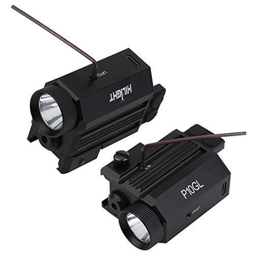 P10Gl Pistol Green Laser Light Combo (Pistol Green Laser Sight And 500 Lumen Strobe Pistol Flashlight) (Usb Rechargeable: Built-In Battery + Usb Charger) For Compact Pistols Like Glock 19 #TOP4