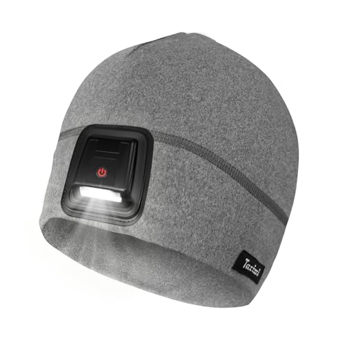 Taximi LED Mütze Herren - Leicht Kappe mit Licht, Warme Leuchtmütze mit 3 Extrem Heller LED Lampe für Jugendliche Erwachsene Joggen Lauf Skifahren