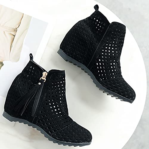 Meefit Women Perforated Boots High Heels Cutout Ankle Boots Summer Wedge Booties3