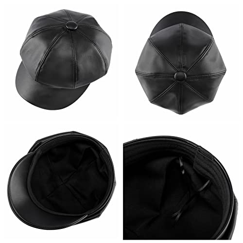 Ayliss Women Beret Newsboy Hat Cap Pu Leather Visor Cabbie Beret Hat Sailor Bakerboy Fashion Pageboy Gatsby Painter Hat (Black) #TOP5