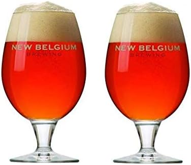 New Belgium Brewery Signature Globe Glass - 16 onzas - Juego de 2