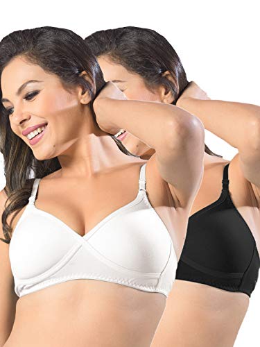 Image of SONARI Womens Non Padded Regular Cotton Bra | Wire-Free, Medium Coverage, Sewn-in Bump for Natural Lift, Polycotton Blend Fabric, Hook & Eye Closure, Adjustable Straps - Violet