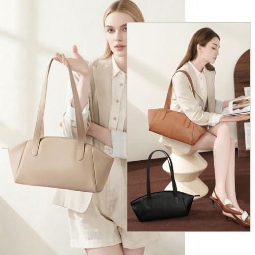 Genuine Leather Shoulder Bag for Women,Soft Commuter Handbags with Zipper Closure,Trendy Hobo Bags Purse for Everyday Use2