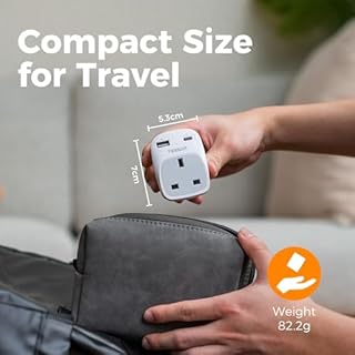 UK to US Plug Adapter 2 Pack, TESSAN UK to US Travel Adaptor with 2 USB (1 USB C), 3 in 1 Grounded Plug Adapter, Travel Essentials for USA, Canada, Thailand, Mexico, Bahamas (Type B)