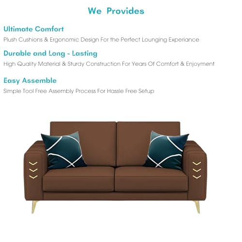Image of Casaliving Falco 2 Seater Sofa Set for Living Room (Brown Fabric) Premium Fabric Sofa