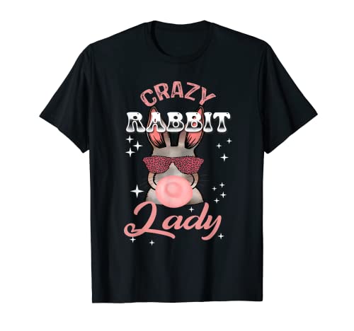 Crazy Rabbit Lady Cute Bunny Face Bubble Gum With Glasses Camiseta