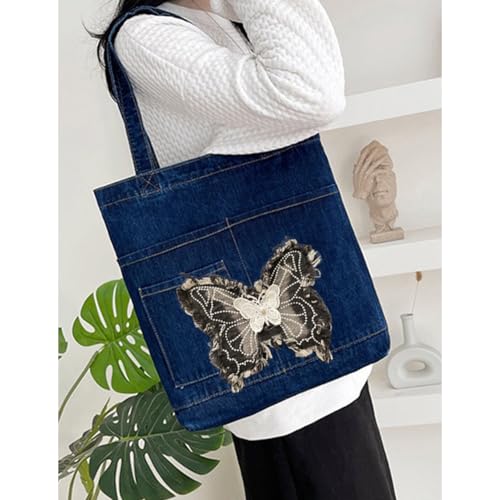 Image of Farm4Far Women Denim Bow-tie Tote Shoulder Sling Hand Bags
