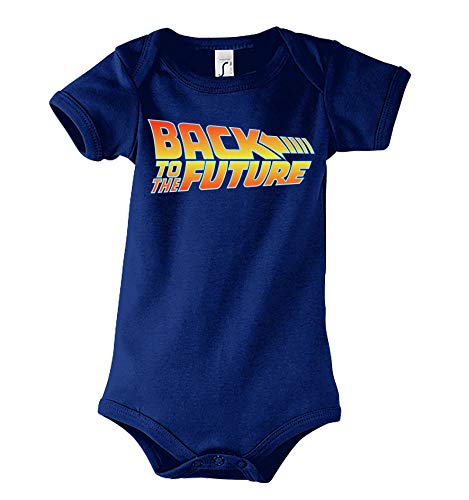 Youth Designz Body Bébé Fille Garçon Manches Courtes Modèle Retour vers Le Futur - Bleu Marin 3-6 Mois