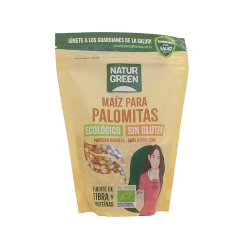 NaturGreen - Granos de Maíz para Palomitas Ecológicos, 400 g, para Palomitas Crujientes, Fuente de Fibra, Sin Gluten ni Azúcares Añadidos, Apto para Veganos