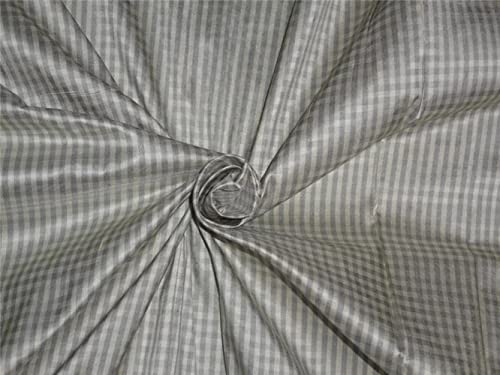 Tissu en soie Dupioni gris et crème de 137,2 cm de large pour couture