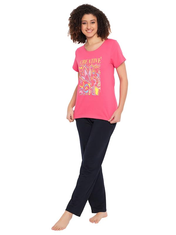 Image of Clovia Women's Cotton Printed Top & Pyjama Set