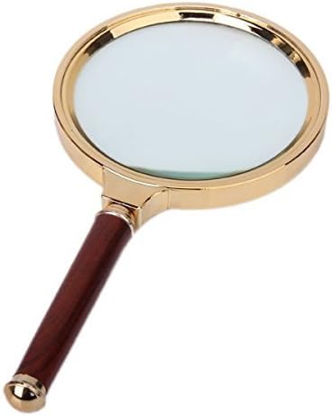 Mcare Double Glass 10X High Power Antique Handheld Magnifier Magnifying Glass for Reading, Soldering, jewelries, maps, Great for Gifting (10X, 100MM, Gold + Red)