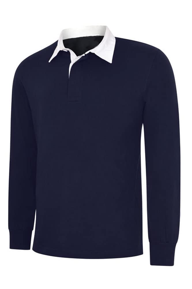 PROSTYLE SPORTSMen's Long Full Sleeve Classic Rugby Shirt Plain Cotton Casual Sports Work TOP