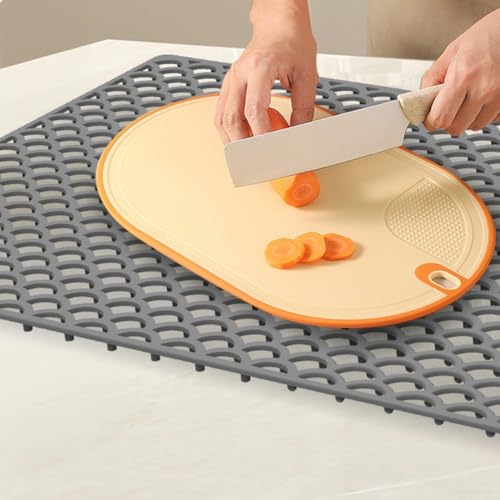 Protector de silicona para fregadero de cocina lavable, tapete escurridor de 76x40 cm 5