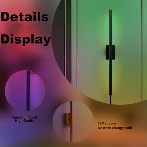 Aplique de pared LED RGB regulable interruptor lámpara interior moderna 4