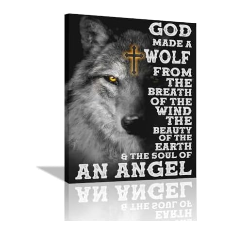 exroozy Wolf Wall Art Motivational Quotes Wolf Pictures Wall Decor Positive Black White Painting Art Home Decor Wildlife Wolf Framed Artwork for Bedroom Living Room Office Ready to Hang 8""x12"" Cover