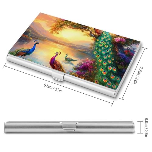 Peacock Sun Business Card Case Pocket Card Holder Slim Card Wallet for Men Women2