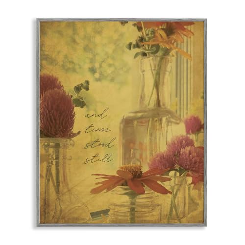 Stupell Industries Elegant Flower Vase Vintage Cursive Poetry Quote Framed Wall Art, Design by Tammy Apple