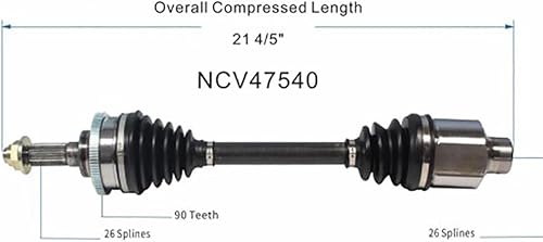 Miniatura 4 de 1PCS Front Passenger Side CV Axle Assembly CV Joint CV Shaft For Ford Probe 1989-1992 For Mazda 626 1988-1992 For Mazda MX-6 1988-1992