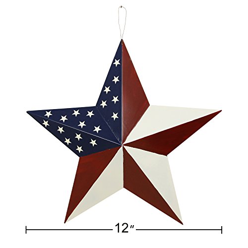 Patriotic-Metal-Barn-Star-Outdoor-Indoor-Hanging-Wall-Decor-Star-Ornaments-12inch Patriotic Metal Barn Star Outdoor Indoor Hanging Wall Decor Star Ornaments 12inch